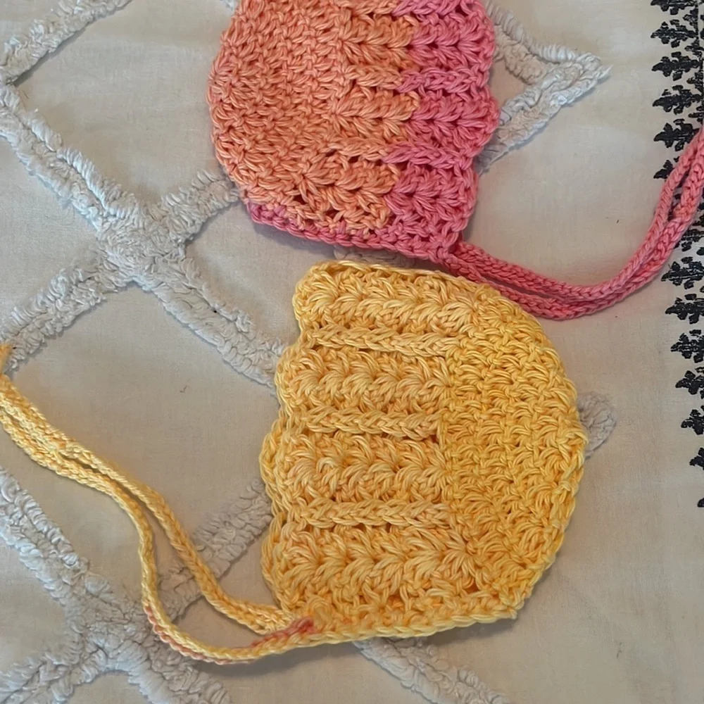 Crochet Cotton Summer Baby Bonnets NWT